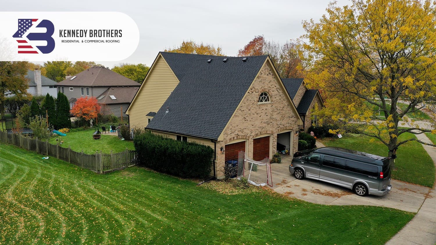 Full exterior — roofing & gutters